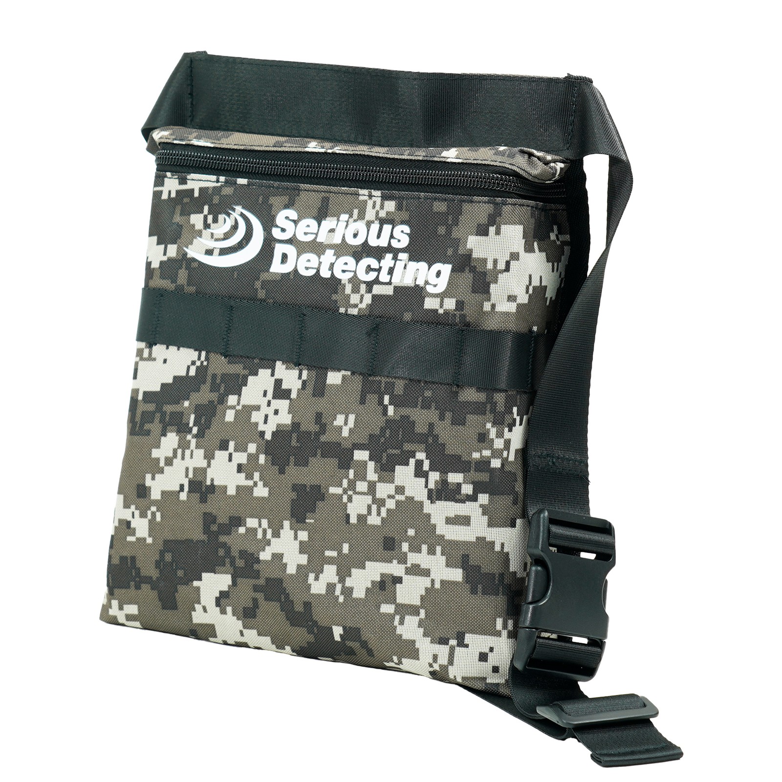 Serious Detecting Camo Finds Bag w/ 42" Waist Belt, Digging Tool & Gloves