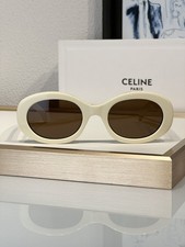 CELINE Triomphe CL40194U Oval Women Sunglasses White Cream