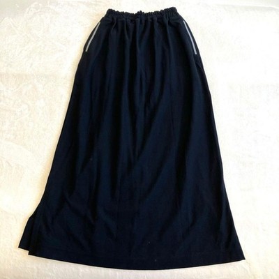 Issey Miyake Black Elastic Waist Long Skirt Women's Sporting Style