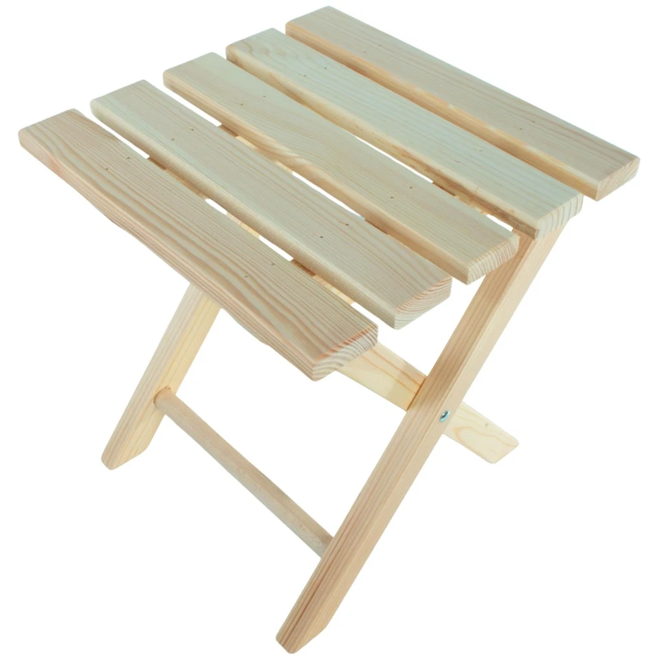 Wooden Folding Stool Pine Compact Portable Chair Small Footstool Decorative Seat - Image 3 of 4