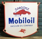 VINTAGE MOBILOIL MOBIL OIL VACUUM 12.5” PORCELAIN GARGOYLE GAS SIGN MOBILGAS
