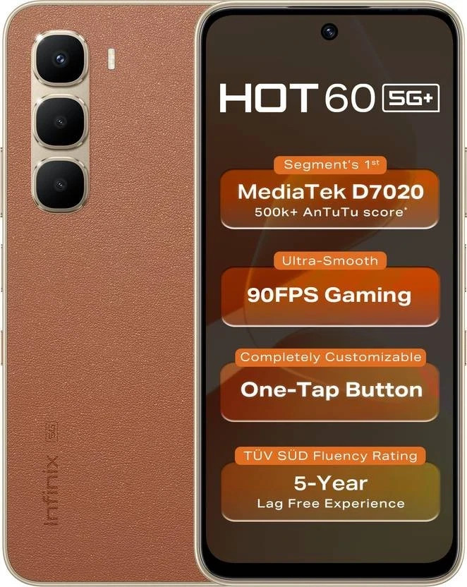 Infinix Hot 60 5G+ (Caramel Glow, 128GB 6GB RAM) Dimensity 7020