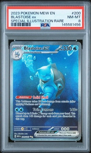 2023 POKEMON MEW EN-151 SPECIAL ILLUSTRATION RARE #200 BLASTOISE EX PSA 8