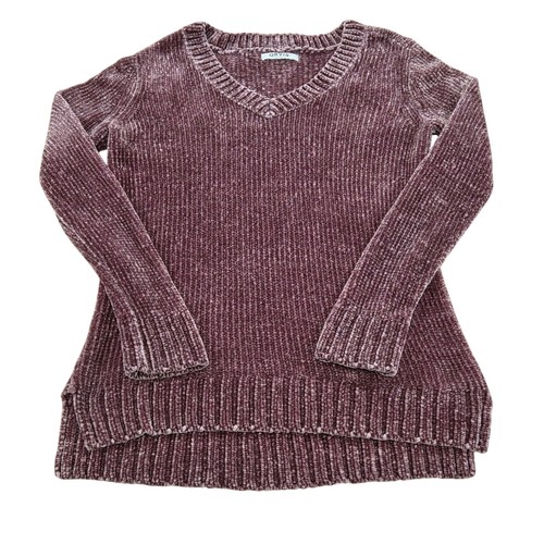Orvis Women's Chenille Pullover Sweater V Neck Ribbed Chenille Velour Large