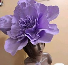 NEW PURPLE FLOWER FASCINATOR HAT WITH MATCHING HEADBAND