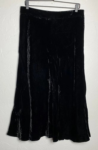 J Jill Velvet Maxi Skirt Women's Size 12P Solid Black Zip Back Rayon