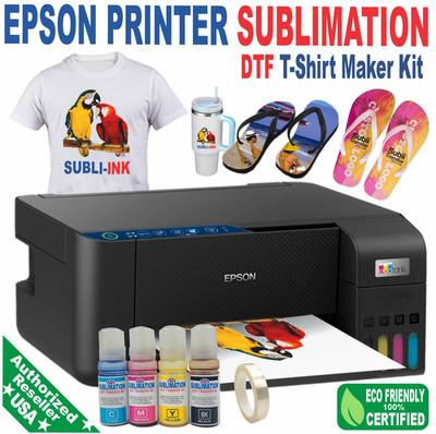 Epson Printer with Sublimation Ink Heat Transfer plus DTF Flip-Flop Maker kit