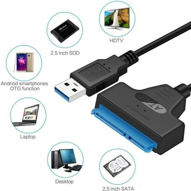 USB 3.0 zu SATA 22 Pin 2,5 Zoll Festplattenlaufwerk SSD Adapter Anschlusskabel - Bild 2 von 4