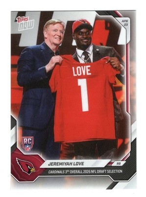 2026 Topps Now Jeremiyah Love NFL Draft Night RC Notre Dame AZ Cardinals
