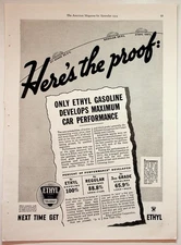 Ethyl Gasoline 1934 Vintage Print Advertisement Car Performance Ad