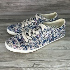 Taos Shoes Womens 9 Star Cream Blue Purple Splatter Low Tops Sneakers Comfort