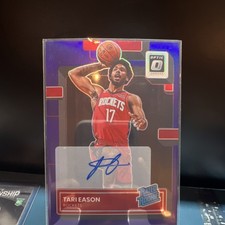 2022-23 Panini Optic Tari Eason #203 Rated Rookie Purple Prizm Auto Rockets