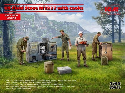 US Field Stove M1937 with cooks (100% new molds) / 1:35 - ICM
