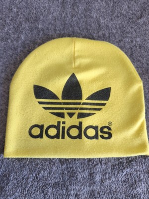 Adidas Beanie Wollmütze Strick gelb/schwarz Trefoil-Logo Unisex Einheitsgröße