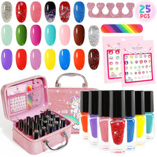 25PCS Kids Nail Polish Set Non Toxic Peel off Gift for Girls Age 3-10