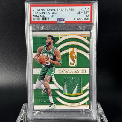 Jayson Tatum 2023-24 National Treasures Game Used “M” Patch /25 PSA 10 Pop 1