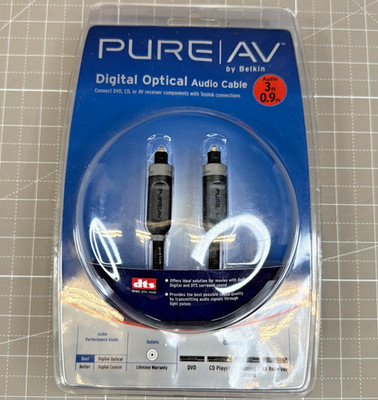 Pure AV by BELKIN Digital Optical Audio Cable 3' for Toslink Connections Fiber