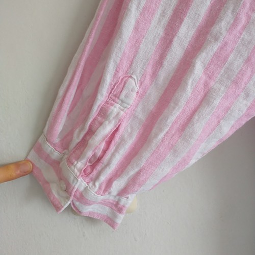 Camisa Old Navy The Boyfriend Para Mujer 3X Rosa Blanco Rayas Mezcla de Lino Preppy Boxy - Imagen 7 de 9