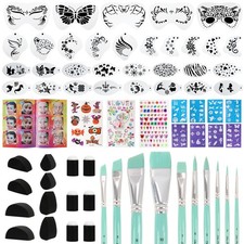 67-Piece 67-Piece, Deluxe Face Painting brushes and Stencils Kit