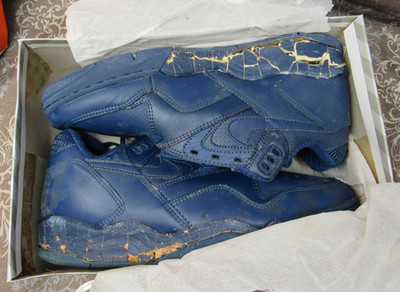 VTG OG NIKE AIR SLAM FORCE MEN 15 NAVY BLUE LOW BASKETBALL 4961 ~ DISPAY ONLY ~