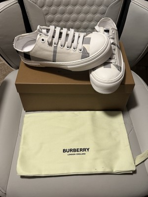 BURBERRY Jack Low Women's White/Black Checkered Sneakers New with Box Size 38 