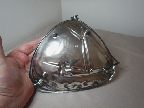 ANTIQUE ART NOVEAU WMF GERMAN SILVERPLATED SAILING BOAT CARD TRAY - Picture 3 of 8