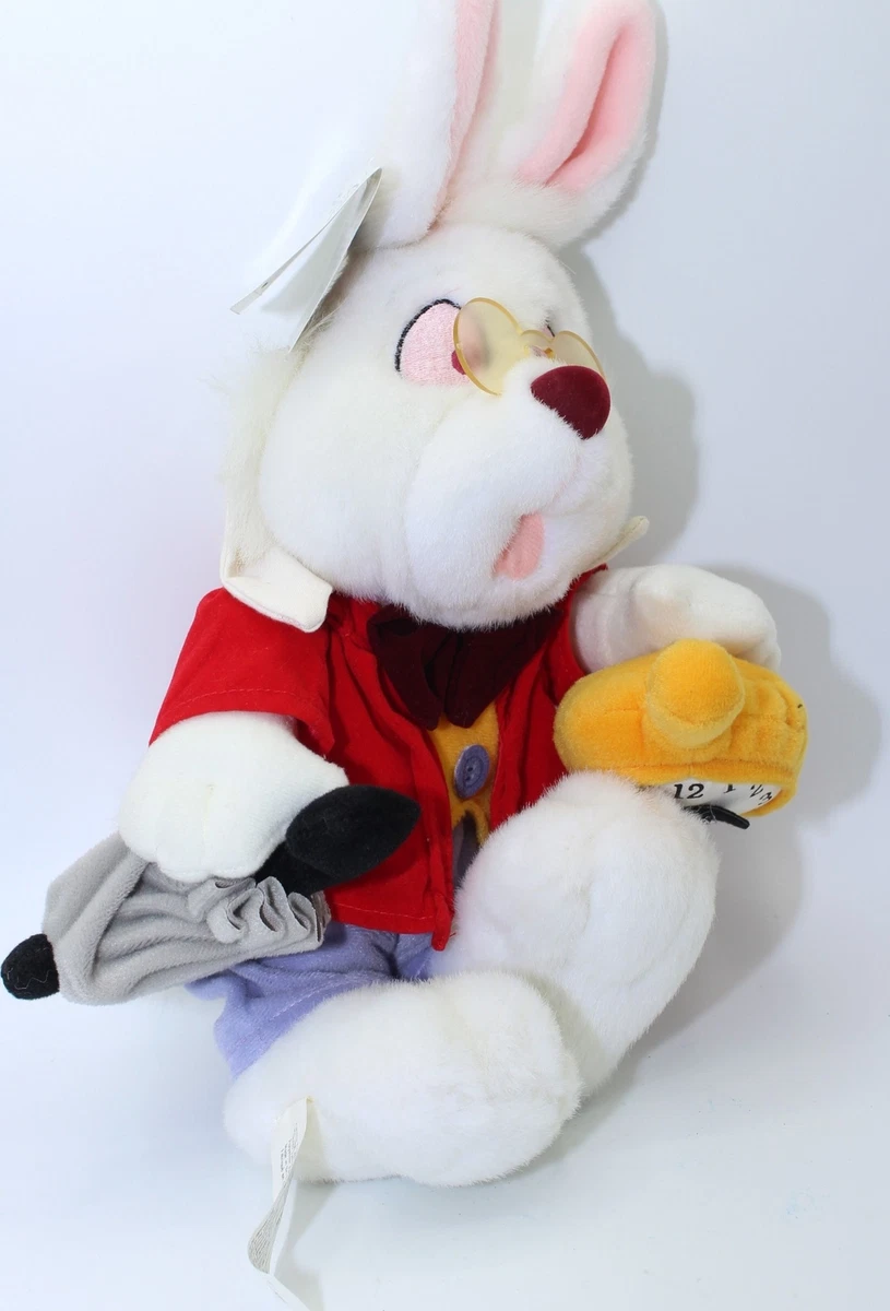 Vintage Disney Store Alice in Wonderland WHITE RABBIT 12 Plush Doll  Stuffed 90s