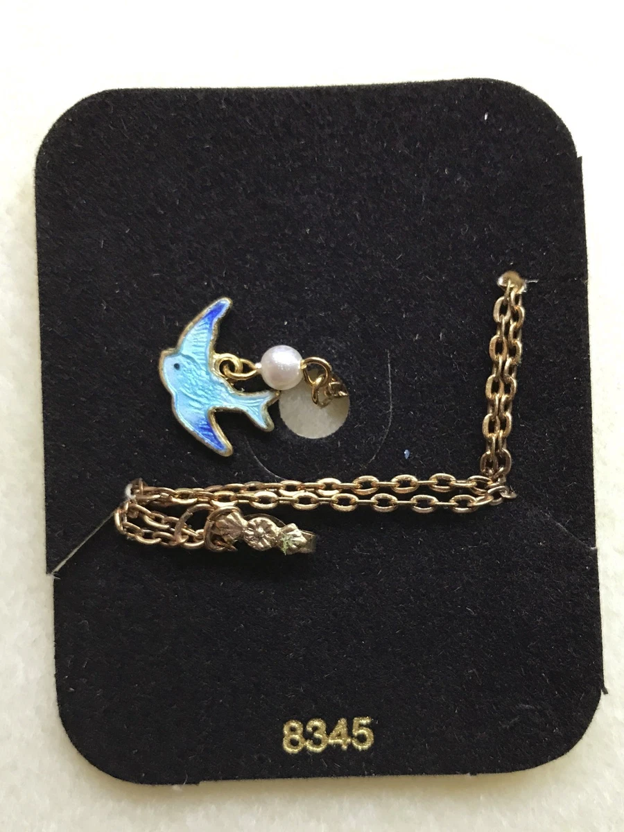 Blue Bird Necklace Sarah coventry Little Girl Enamel bluebird of happiness G66