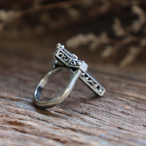 Espada Medieval Anillo Cruz Plata Esterlina 925 Gótico Hombres Caballero Guerrero Motociclista - Imagen 5 de 12