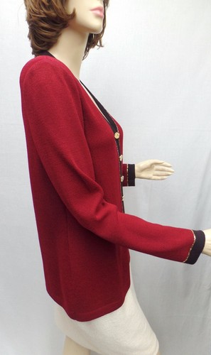 St. John Knit COLLECTION Burgundy Brown Gold Paillettes JACKET SIZE 4 6 - Picture 5 of 7