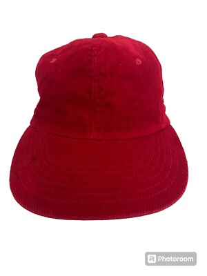 Vintage Blank Corduroy Red Solid Adjustable Snapback Trucker Hat Cap