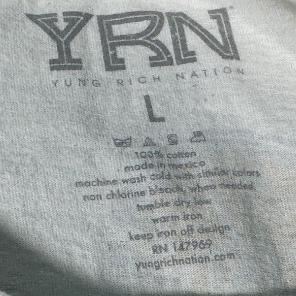 YRN Shirt Adult Large White Hip Hop Artist Singer LIngo Music Tour Mens