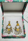 Nanette Lepore Gold Tone Rhinestone Post Dangle Earrings New Gift Box