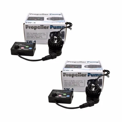 2 Pack Jebao SW4 Propeller Water Pump Wavemaker with Controller and Magnet Mount
