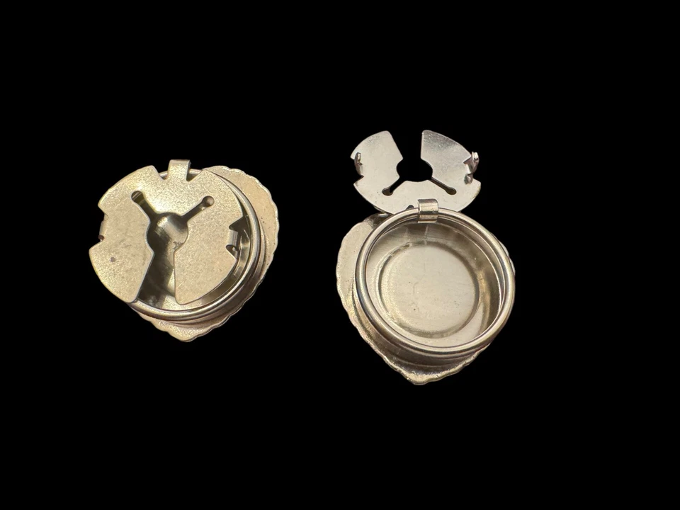 2 Vintage Silver Tone Faux Turquoise Heart Button Covers Cute Accent Piece P1 - Image 3 of 4