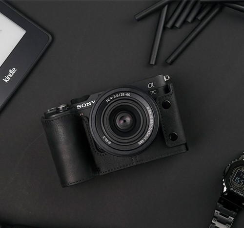 Genuine Real Leather Half Camera Case Bag Cover for Sony A7C - Picture 2 of 20