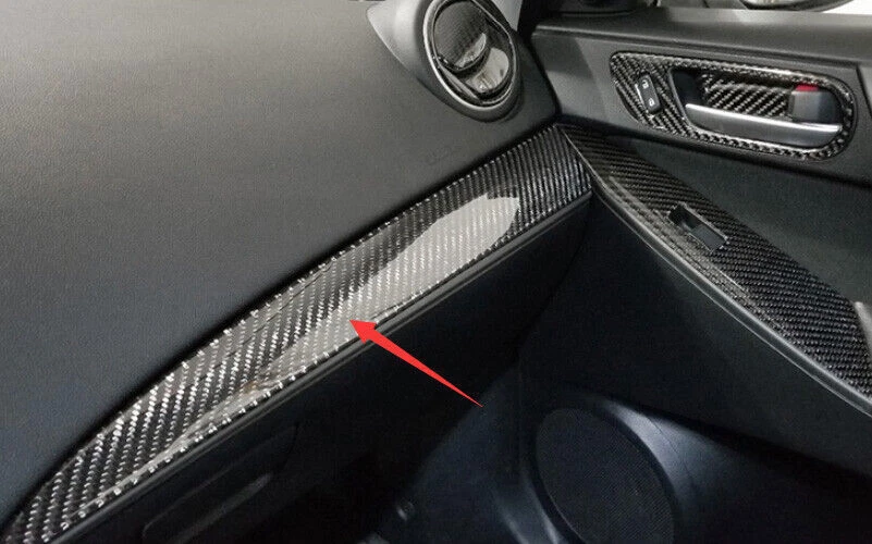 Ajuste para Mazda 3 2011-15 vinilo fibra carbono consola central tablero panel moldura Foto 3 de 4