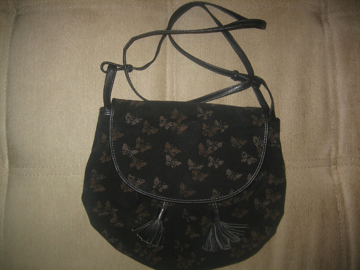 Bottega Veneta Vintage Black Butterfly Print Suede Leather Bottega Veneta Vintage Black Butterfly Print Suede Leather