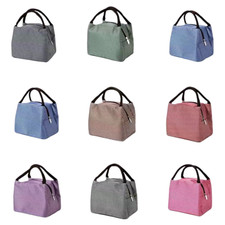 Insulated Striped Lunch Bag For School Work Travel Picnic Lightweight Nylon NEW