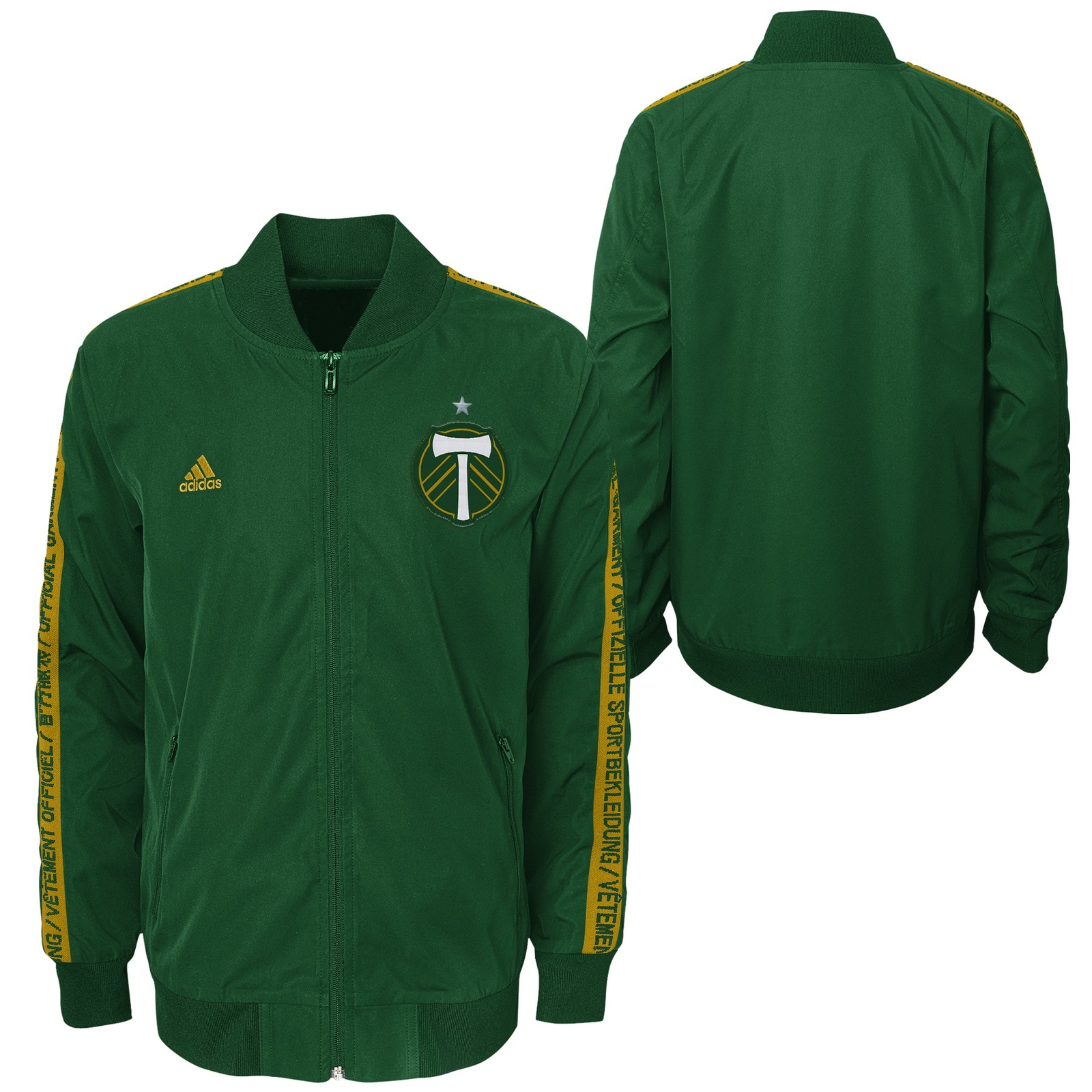 Молодежная куртка Adidas MLS Youth (8-20) Portland Timbers Anthem на молнии