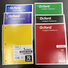 6X Tops Coil-Lock Wirebound Notebooks College/Medium 10 1/2 x 8 White 70 Sheets