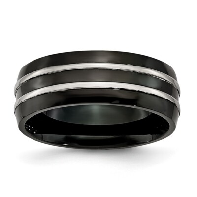 Edelstahl 8mm schwarz IP-beschichtet gebürstet & poliert Band S:7; Damen & Herren