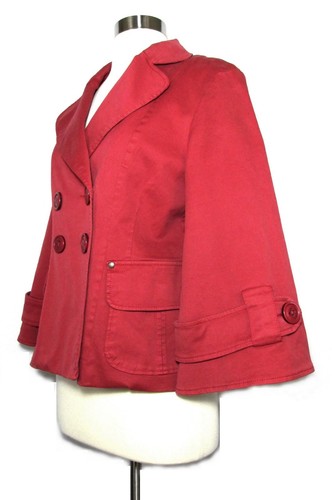 MILLARD FILLMORE Jacket Red Wide Sleeves Stretch Cotton Lined SMALL - Picture 2 of 4