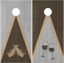 Beer and Wine Stained Wood LAMINATED Cornhole Wrap Bag Toss Skin Decal Sticker