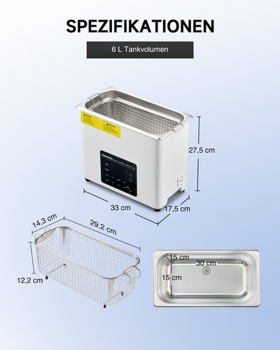 Creworks 6L Ultraschallreinigungsgerät Entgas Ultraschallreiniger PRO inkl.Korb - Bild 8 von 10