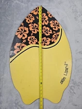 2007 Skim Lizard Wooden Surfing Water Bodyboard 18" x 30" Orange Yellow Hibiscus