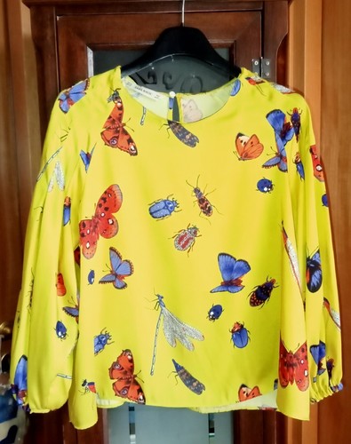 Zara Bluse gelb mit Schmetterlingen