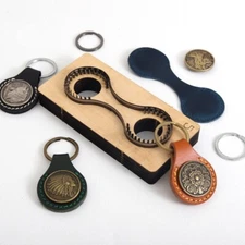 Rounded Keychain Leather Cutting Die Key Ring Fob Holder Template Stencil DIY