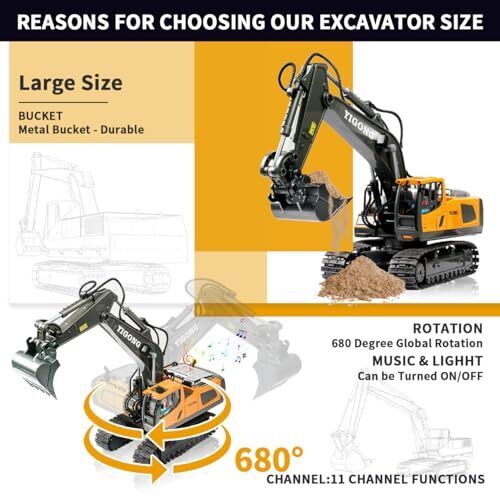 Juguete excavadora control remoto, presente para 4 5 6 7 8 9 10 11 años, RC - Imagen 3 de 8