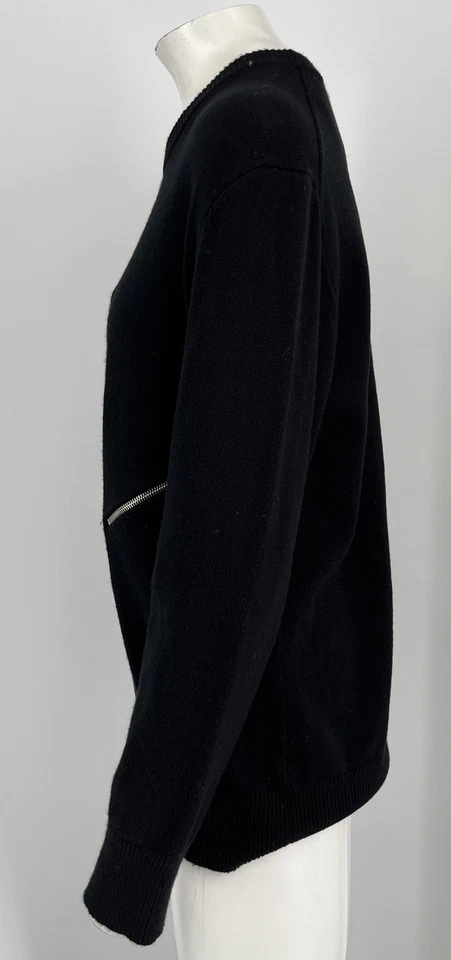 Suéter Michael Kors Collection Negro Mezcla Cachemira Asimétrico Cremallera Acento Talla L Foto 2 de 4